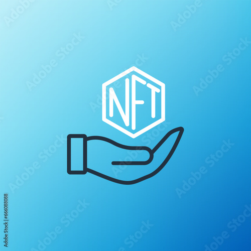 Line NFT Digital crypto art icon isolated on blue background. Non fungible token. Colorful outline concept. Vector