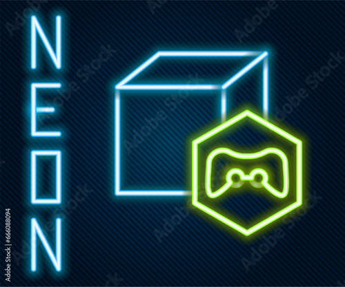 Glowing neon line NFT Digital crypto art icon isolated on black background. Non fungible token. Colorful outline concept. Vector
