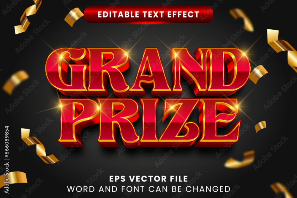 Grand prize 3d editable vector text effect - obrazy, fototapety, plakaty 
