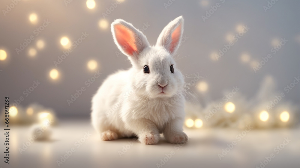Obraz premium cute small white rabbit