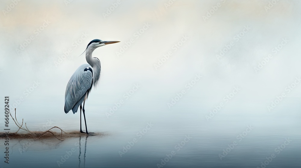 a large bird standing on top of a body of water. generative ai a large bird standing on top of a body of water. generative ai