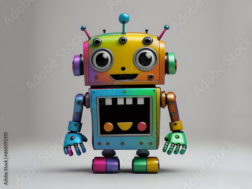 cute little vintage robot with happy expression - generated by ai