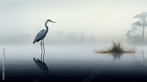  a large bird standing on top of a body of water.  generative ai © Anna