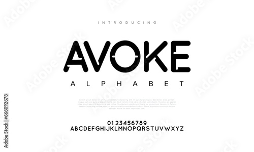 Abstract digital technology logo font alphabet. Minimal modern urban fonts for logo, brand etc. Typography typeface uppercase lowercase and number. vector illustration