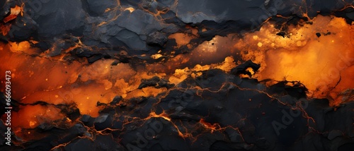 Flowing volcanic lava