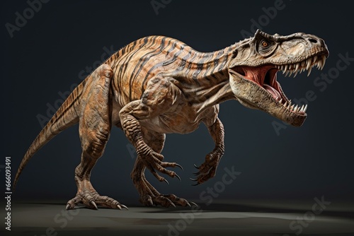 Side view of a tyrannosaurus. Generative AI