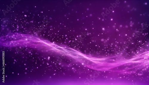 Purple particles wave. Light abstract background with shining stars