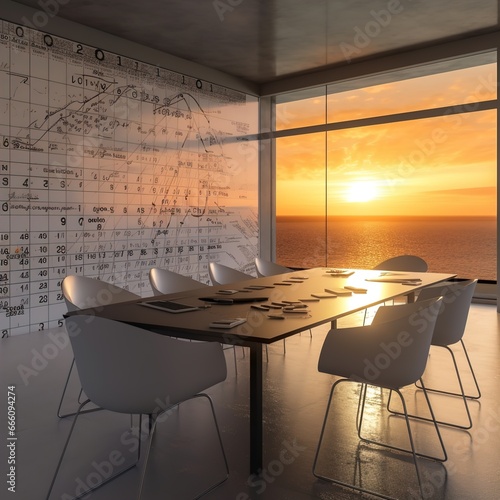 table and chairs in the meeting room
