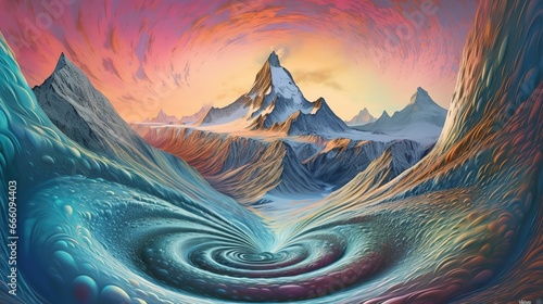 landscape with mountains and clouds, abstract background