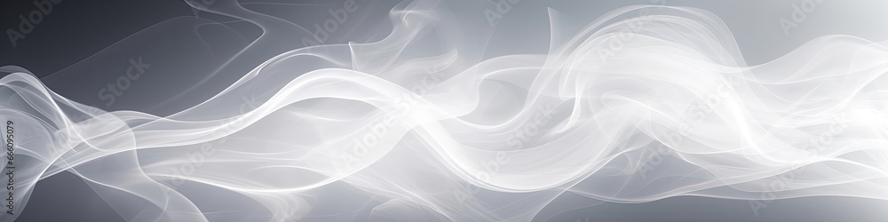 Fototapeta premium White Smoke On White Background Art. Panoramic Banner