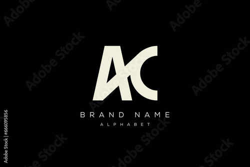 AC elegant logo template in gold color, vector file .eps 10, text and color is easy to edit