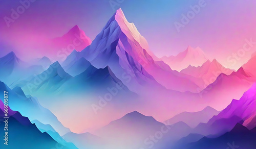 Abstract Misty Mountain Range Colourful Wallpaper. Mountain landscape background