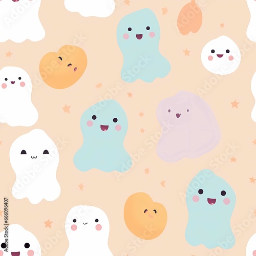 Light orange Cute cartoon host Halloween Seamless Pattern