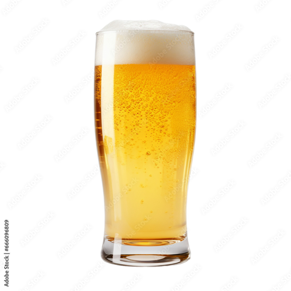 glass of white beer with foam and gas bubbles isolated on white background, ai generated glass of white beer with foam and gas bubbles isolated on white background, ai generated