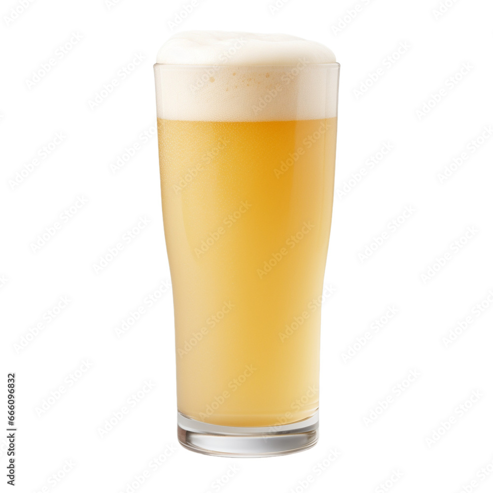 glass of cream ale with foam isolated on white background, ai generated glass of cream ale with foam isolated on white background, ai generated