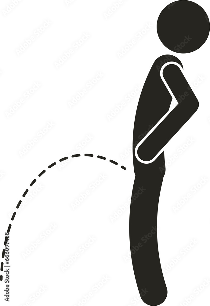 Isolated black pictogram man pee, for do not piss sign on public area or swimming pool Isolated black pictogram man pee, for do not piss sign on public area or swimming pool