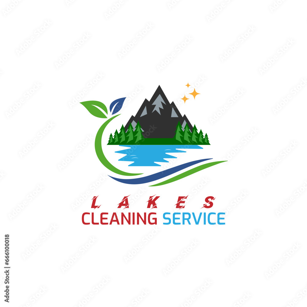 A logo of a scene at a lake
