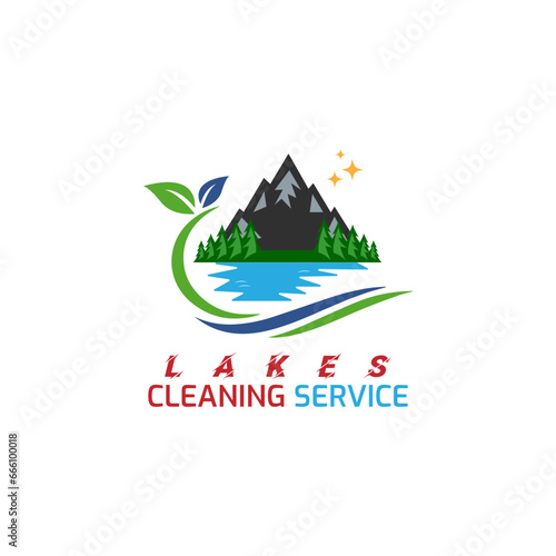 A logo of a scene at a lake
