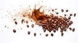 photo of coffee splash with coffee beans
