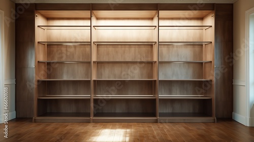 Empty shelves  empty closets  empty stores - minimalist modern style created with generative AI technology