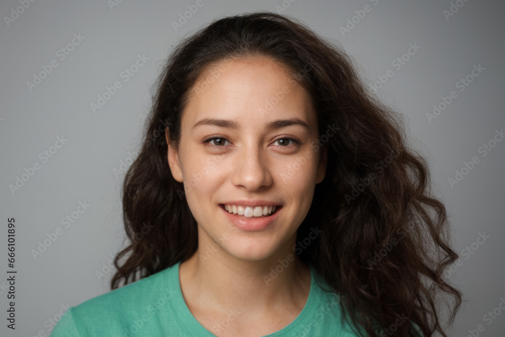 Everyday people. A smiling European student. Brown wavy hair over her shoulder. Wearing a white sleeveless shirt. On a light studio background. Portrait.
Everyday people. A smiling European student. Brown wavy hair over her shoulder. Wearing a white sleeveless shirt. On a light studio background. Portrait.