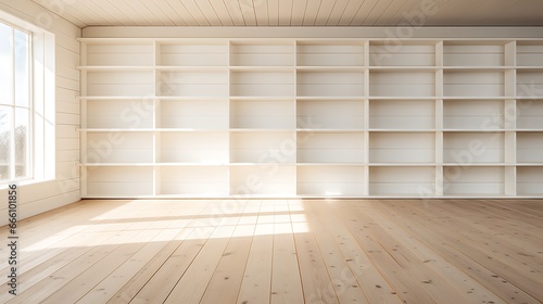 Empty shelves  empty closets  empty stores - minimalist modern style created with generative AI technology