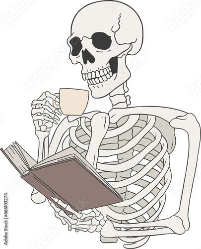 skeleton reading book