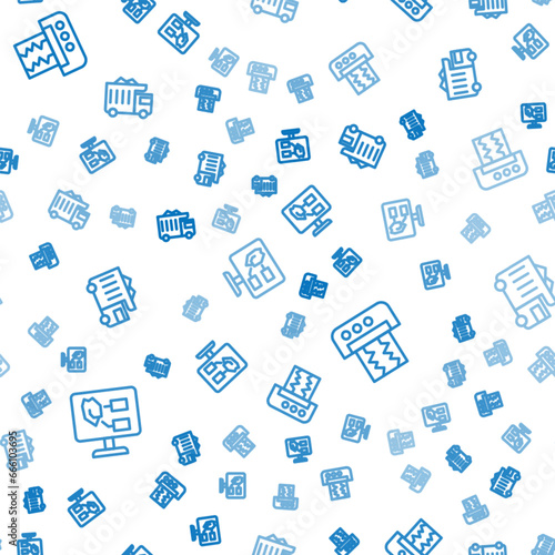 Set line Soil analysis, Seismograph and Mining dump truck on seamless pattern. Vector