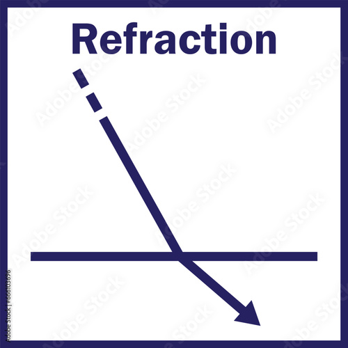 Optical Refraction Diagram Vector Image Illustration Isolated on Background	
