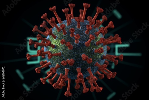 A detailed representation of the coronavirus. Generative AI