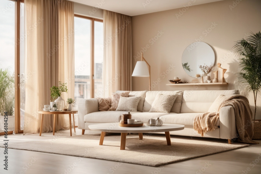 Elegant contemporary living room interior decorated in cozy beige tones. home interior design of modern living room. Elegant contemporary living room interior decorated in cozy beige tones. home interior design of modern living room.