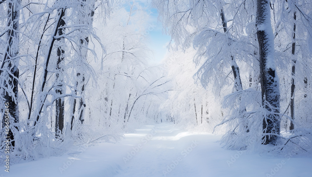snowy forest. Generative AI. snowy forest. Generative AI.