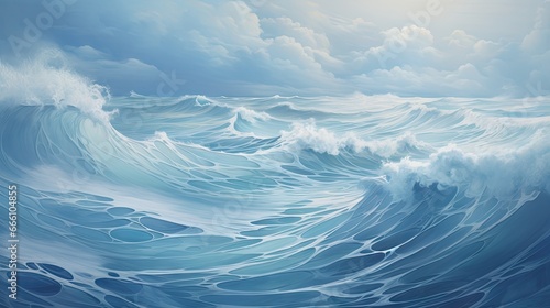  a painting of a large ocean wave with a sky background. generative ai