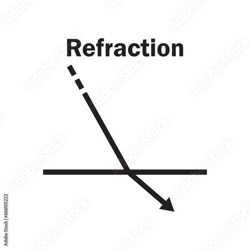 Optical Refraction Diagram Vector Image Illustration Isolated on White Background
