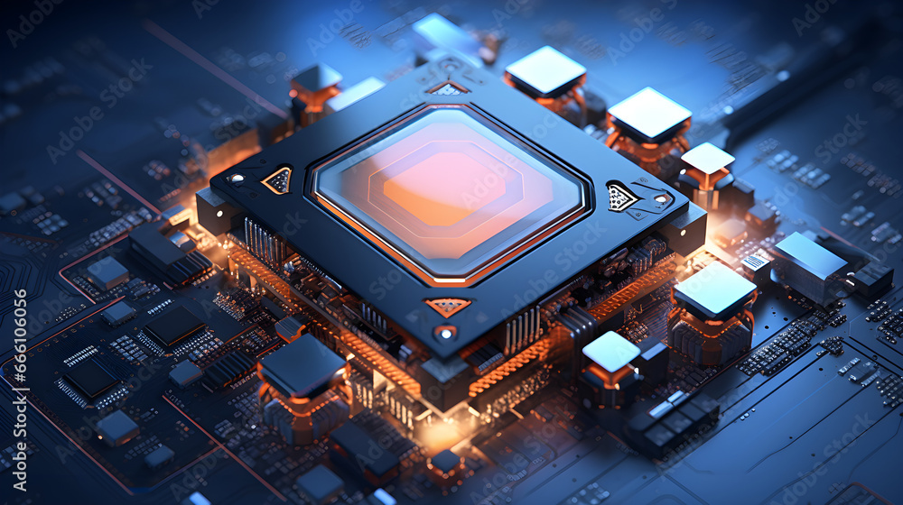 Fototapeta premium Computer motherboard in beige color