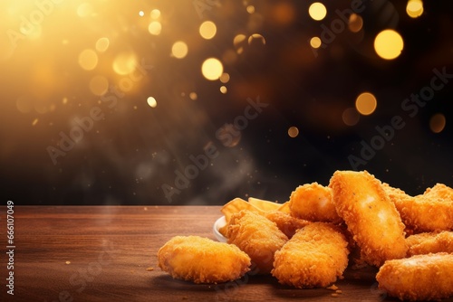 Alluring Chicken nuggets banner. Tasty meal snack. Generate Ai photo