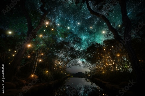 Enchanting and ethereal lights dancing across the night sky. Generative AI