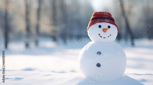 Snowman in winter and Christmas festival.	

