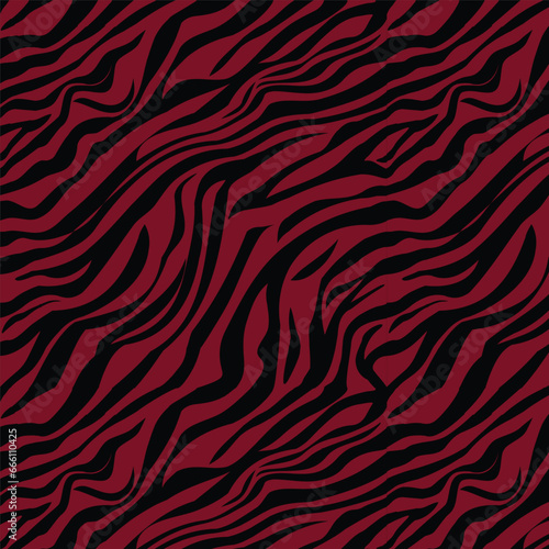 Seamless Vector Pattern in Red   Black - Zebra Stripes Wildlife Seamless Pattern zebra pattern print