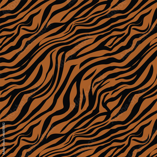 Earthy Zebra Stripes  Brown   Black Seamless Vector Pattern