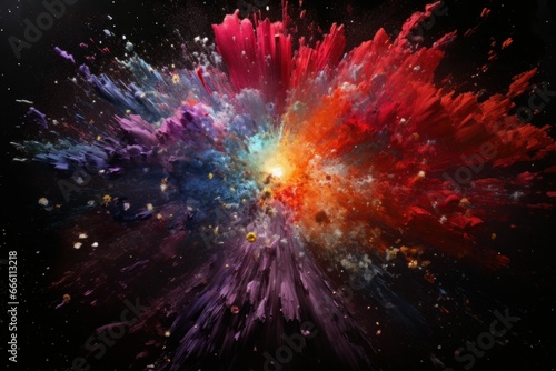 Unpredictable Space colorful explosion. Powder color smoke. Generate Ai