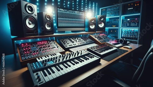 Modern music production studio