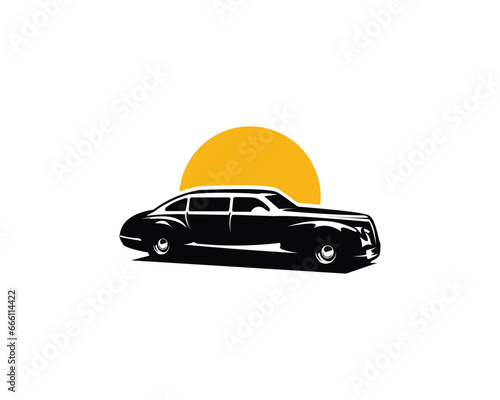 the Rolls-Royce phantom logo is round. isolated white background view from the side. stunning simple design. best for emblems, icons, design stickers, vintage car industry