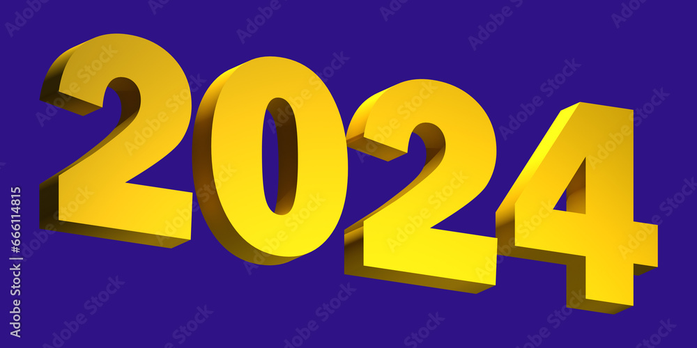3D Render Illustration 2024 gold for calendar 3D Render Illustration 2024 gold for calendar