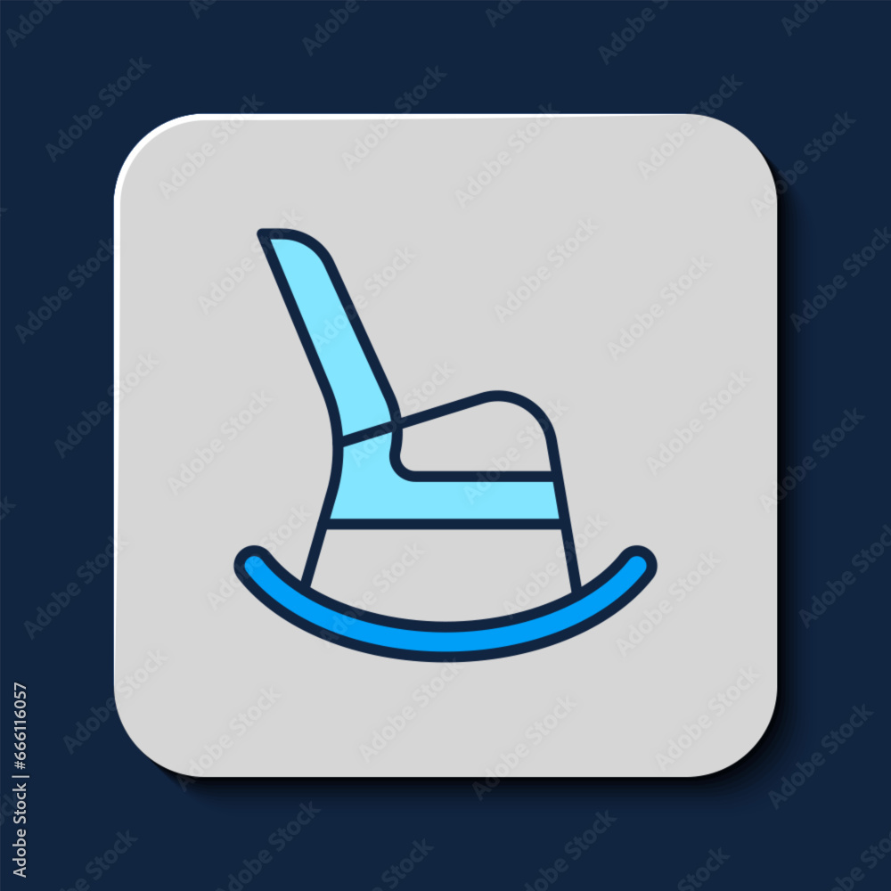 Filled outline Rocking chair icon isolated on blue background. Vector Filled outline Rocking chair icon isolated on blue background. Vector
