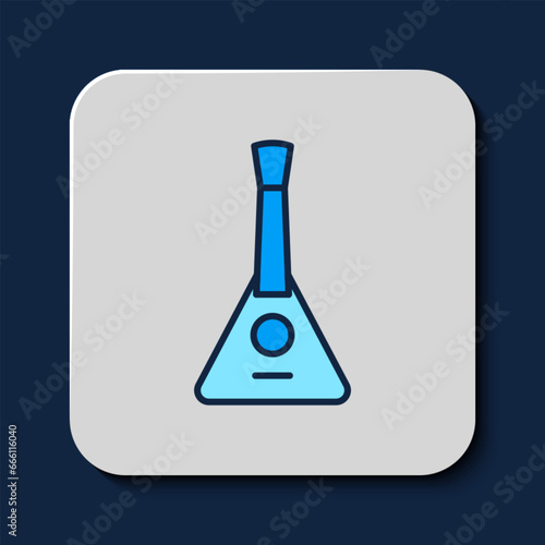Filled outline Musical instrument balalaika icon isolated on blue background. Vector