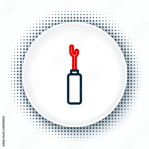 Line Awl tool with wooden handle icon isolated on white background. Work equipment tailor industry. Colorful outline concept. Vector