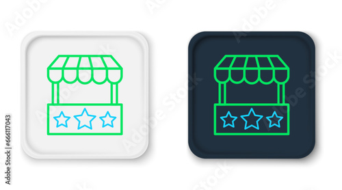 Line Ticket box office icon isolated on white background. Ticket booth for the sale of tickets for attractions and sports. Colorful outline concept. Vector