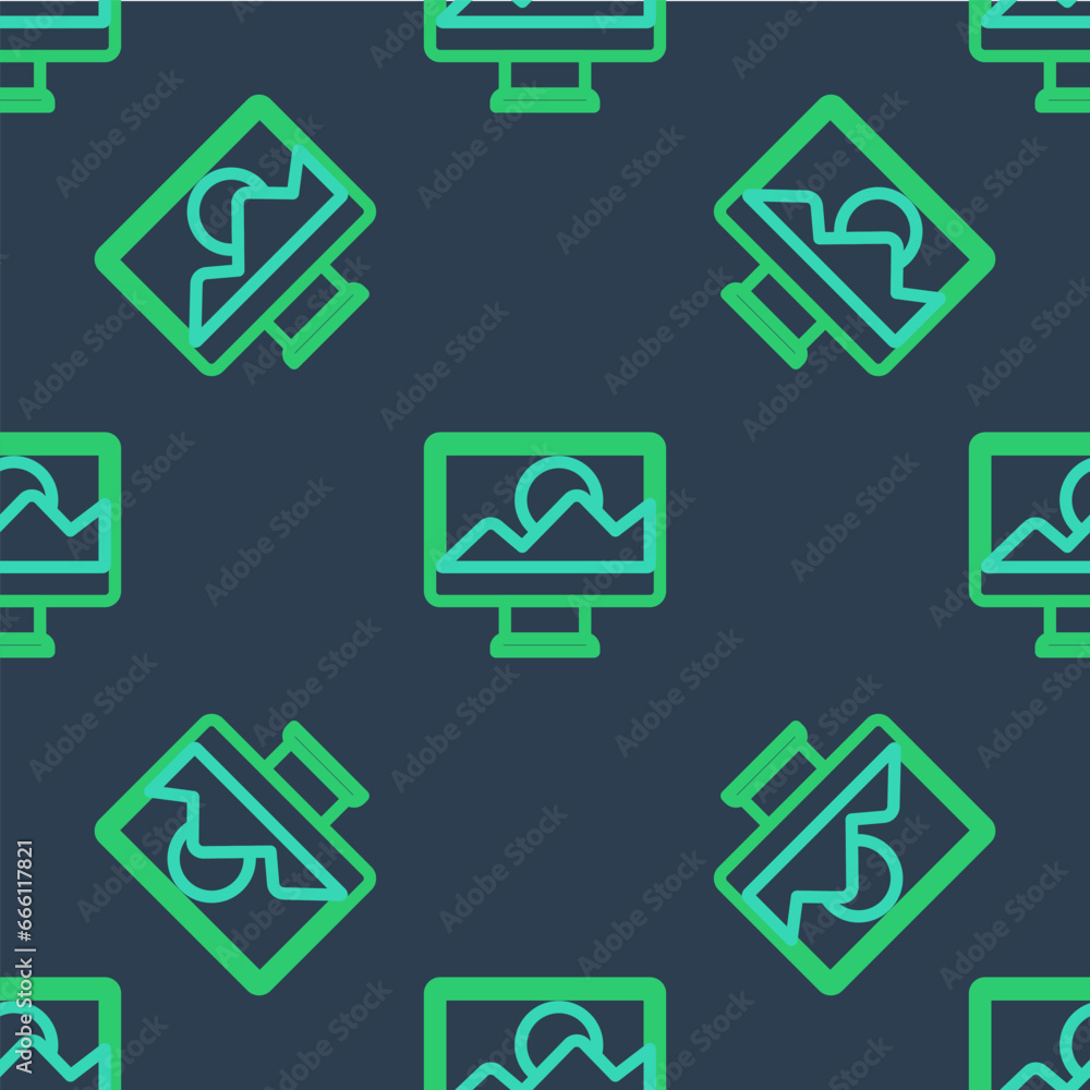 Line Photo retouching icon isolated seamless pattern on blue background. Photographer, photography, retouch icon. Vector Line Photo retouching icon isolated seamless pattern on blue background. Photographer, photography, retouch icon. Vector
