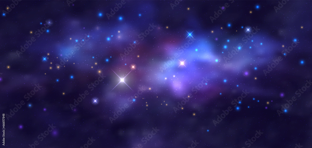 Space vector background with realistic nebula and shining stars. Magic colorful galaxy with stardust Space vector background with realistic nebula and shining stars. Magic colorful galaxy with stardust